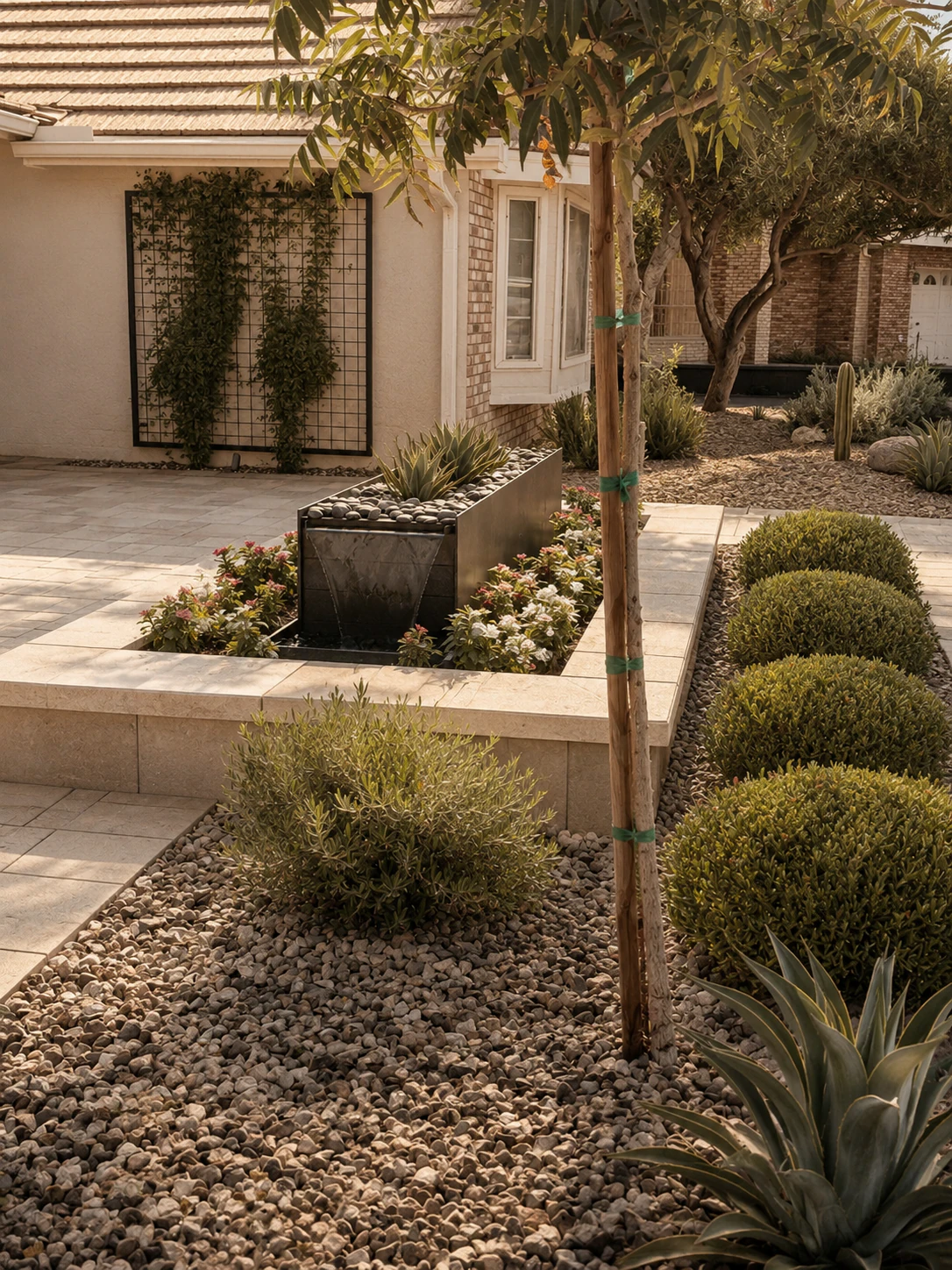 Front-Yard Fountain & Desert Garden